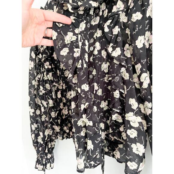 DOÊN Doen | Luca Anemone Black Floral Top | Sz XS | Prairie whimsical nostalgia - Picture 7 of 11